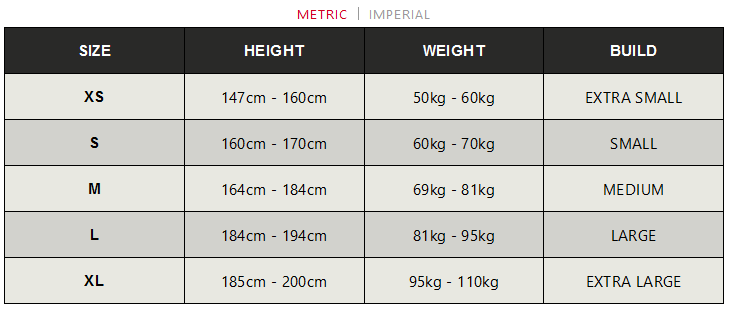 HUUB SWIM SKIN 24 0 Size Chart